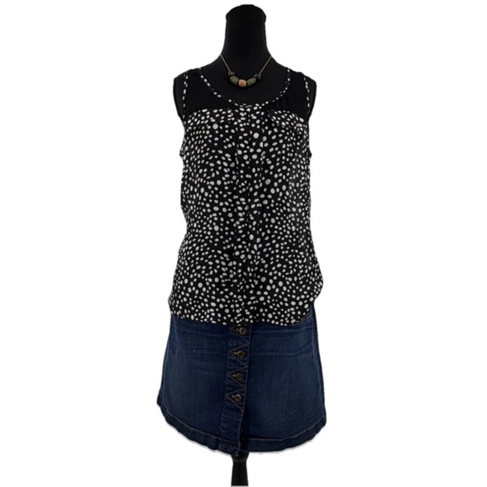 Express Sheer Black White Abstract Print Sleeveless Blouse Women's Small Career - Picture 3 of 10
